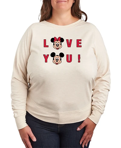 Hybrid Apparel Plus Disney Mickey and Minnie Love You Graphic Pullover T-shirt