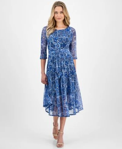 Robbie Bee Womens Tie Front Crewneck Midi Dress