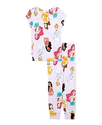 Disney Princess Big Girls Short Sleeve and Pants, 2-Piece Pajama Set
