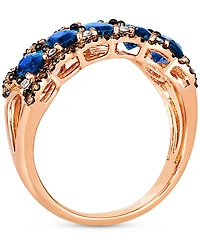 Le Vian Blueberry Sapphire (2-1/3 ct. t.w.), Chocolate Diamond (1/4 ct. t.w.) & Nude Diamond (1/10 ct. t.w.) Multi Row Ring in 14k Strawberry Gold