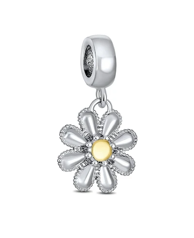 Bling Jewelry Sunflower Daisy Charm Bead Two-Tone Gold Plated Fits European Bracelet