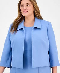 Le Suit Plus Cropped Open-Front Jacket & Empire-Seamed Sheath Dress Set