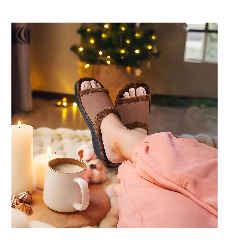 Aerothotic - Aspen Fuzzy Strap Ladies Arch Support Slides