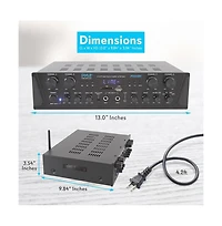 Pyle Bluetooth Home Audio Amplifier, 4-Ch. Audio Source Stereo Receiver System with Fm Radio, MP3/Usb/Sd/Aux Playback (500W Max)