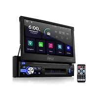Pyle Single Din Car Stereo Receiver, 7 Motorized Touchscreen, Bluetooth, 320W
