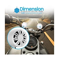 Pyle 2.25 Waterproof Motorcycle Box Speakers, Compact Off-Road System, White