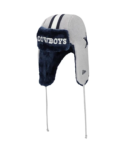 New Era Men's Gray Dallas Cowboys Helmet Head Trapper Knit Hat