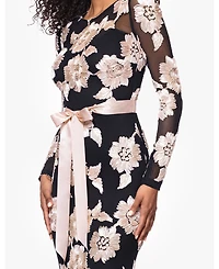Betsy & Adam Women's Embroidered Mesh Gown