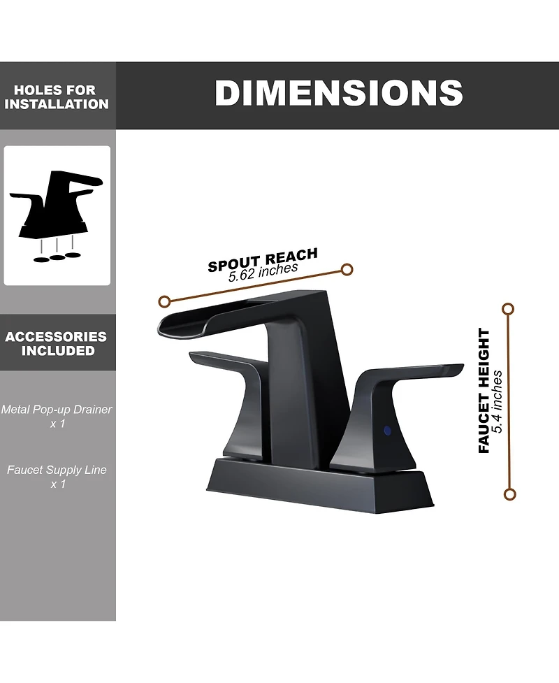 Casainc Centerset Faucet 2-handle Bathroom Faucet with Drain Assembly