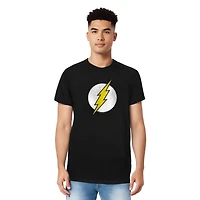 Dc Flash Mens Dc Comics Flash Flash Neon Distress Logo Adult Heather Tee / T-Shirt