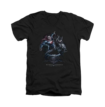 Batman V Superman Mens Team Up Short Sleeve Adult Neck Premium Cotton Tee / T-Shirt