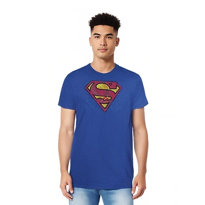 Superman Men's Action Shield Adult Heather Tee / T-Shirt
