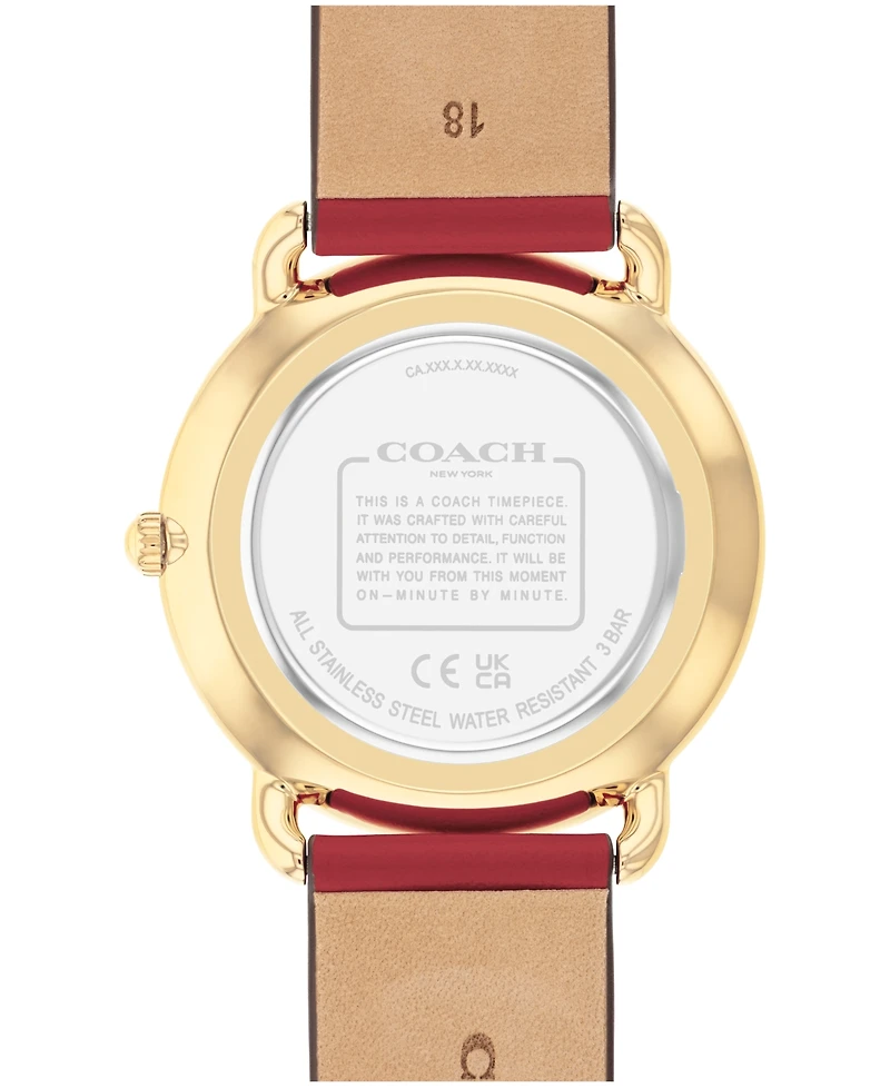 Coach Women's Elliot Red Leather Strap Watch, 36mm