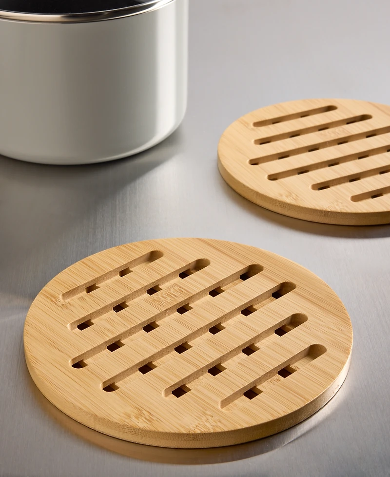 Arch Studio Set Of 2 Round Bamboo Trivets