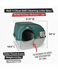 Omega Paw VMRA20-1-pr Premium Roll 'N Clean Self Cleaning Litter Box, Lg, Green
