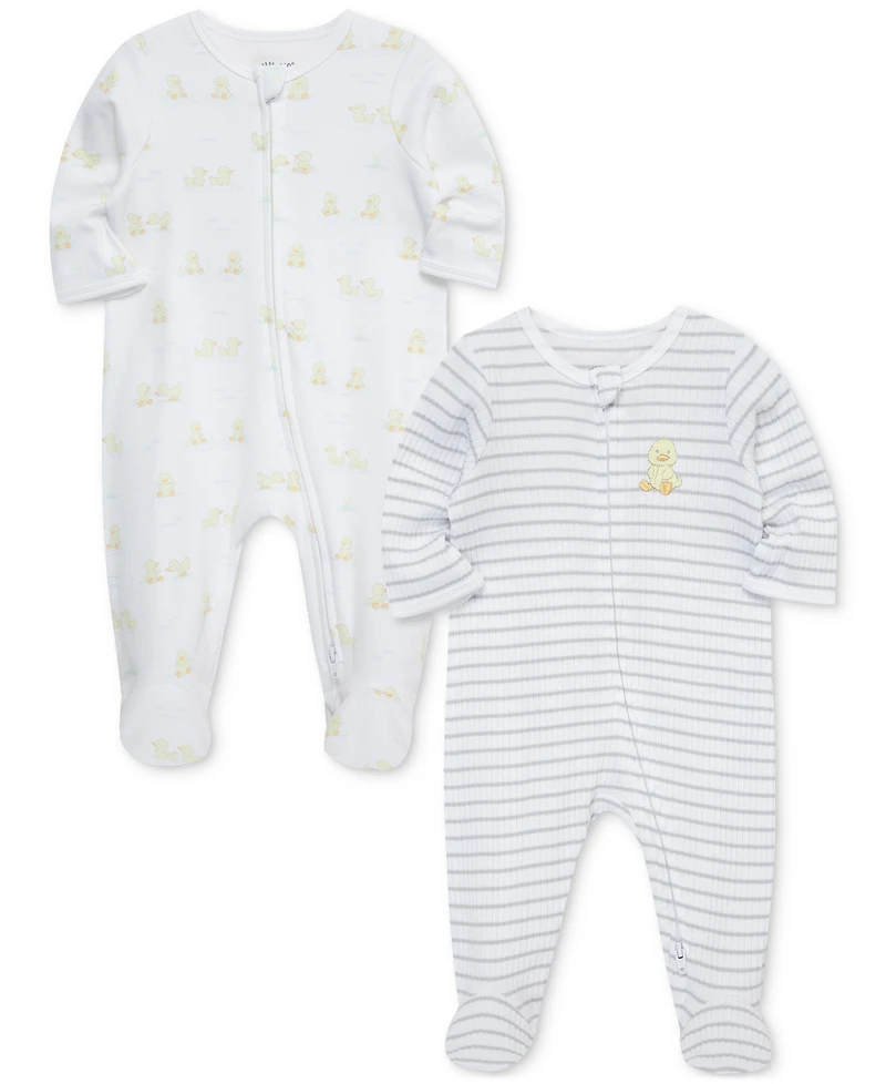 Little Me Baby 2-Pk. Ducks Cotton Footed Coveralls