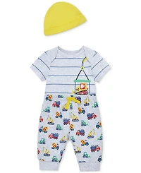 Little Me Baby Boys Construction Cotton Bodysuit, Hat & Pants, 3 Piece Set