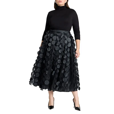 Eloquii Women's Dimensional Dot Full Skirt