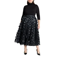 Eloquii Women's Dimensional Dot Full Skirt