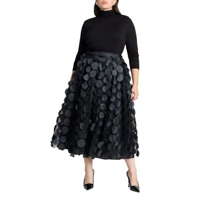 Eloquii Womens Plus Size Dimensional Dot Full Skirt