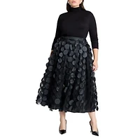 Eloquii Womens Plus Size Dimensional Dot Full Skirt