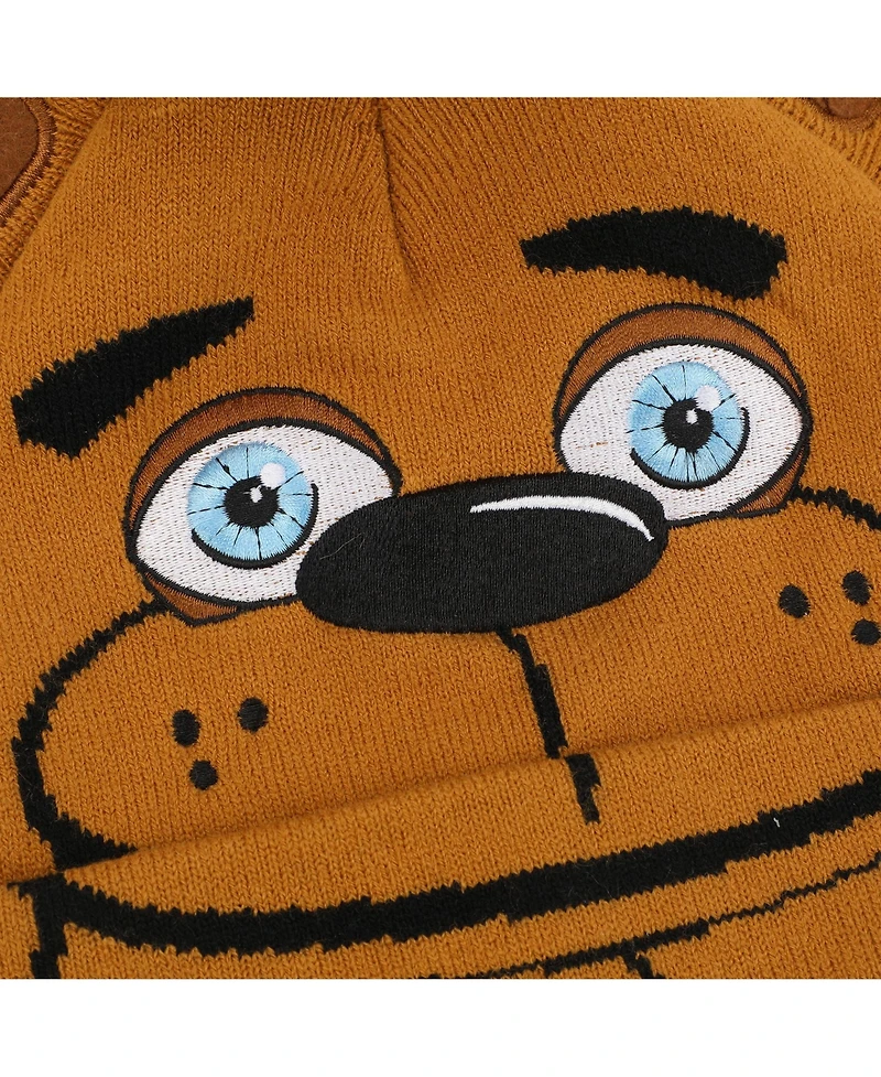 Five Nights At Freddy'S Boys Freddy Fazbear Youth Brown Cuffless Beanie
