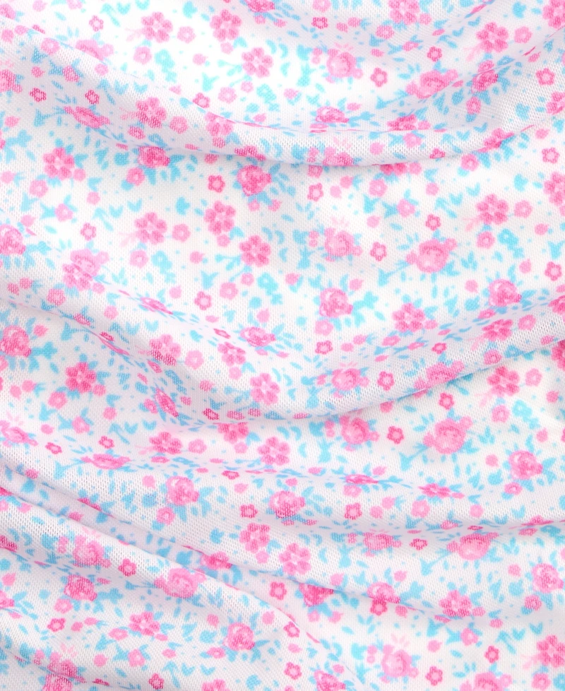 With Jules Big Girls Ruched Flutter-Sleeve Mesh Dress