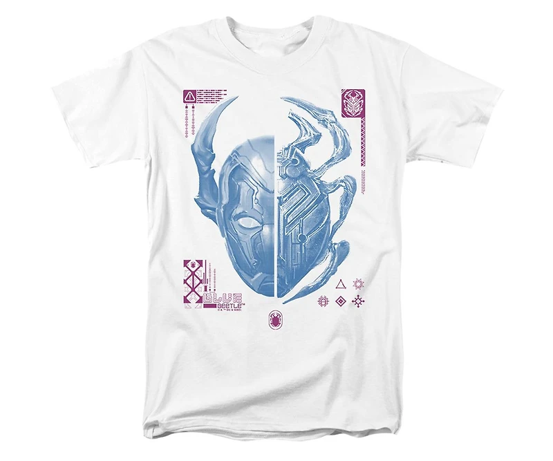 Blue Beetle Mens Split Short Sleeve Adult Tee / T-Shirt