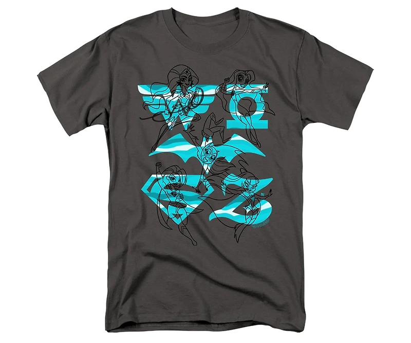 Dc Wonder Woman Men's Superhero Girls Comics Line Art Group Short Sleeve Adult Tee / T-Shirt