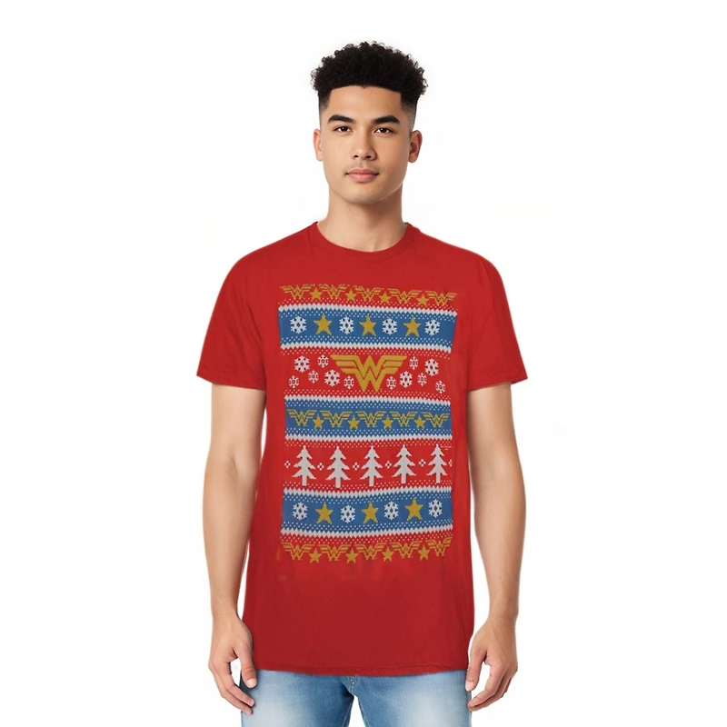 Dc Wonder Woman Men's Comics Christmas Sweater Short Sleeve Adult Tee / T-Shirt
