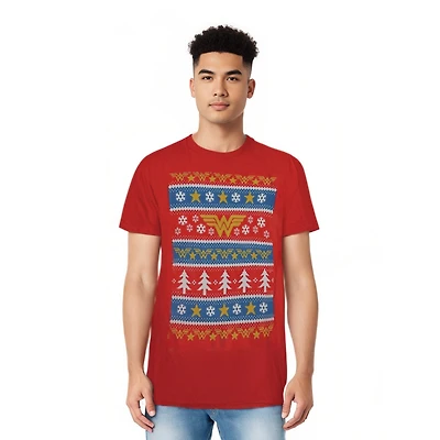 Dc Wonder Woman Men's Comics Christmas Sweater Short Sleeve Adult Tee / T-Shirt