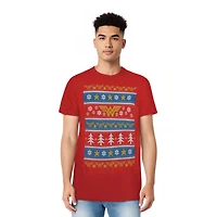 Dc Wonder Woman Men's Comics Christmas Sweater Short Sleeve Adult Tee / T-Shirt