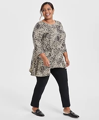 Jm Collection Plus Printed Scoop-Neck Tunic, Exclusively at Macy's