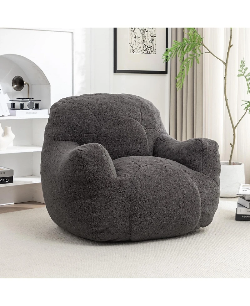 Cozy Bean Bag Chair with Memory Foam Filling, Tufted Faux Fur Sofa-The Pop Home