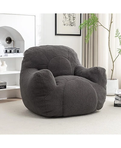 Cozy Bean Bag Chair with Memory Foam Filling, Tufted Faux Fur Sofa-The Pop Home