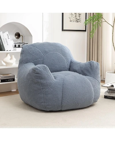 Cozy Bean Bag Chair with Memory Foam Filling, Tufted Faux Fur Sofa-The Pop Home
