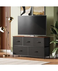 Wlive Dresser for Bedroom with 5 Drawers Wide Chest of Fabric Storage Organizer Unit Bins Closet Living Room Hallway