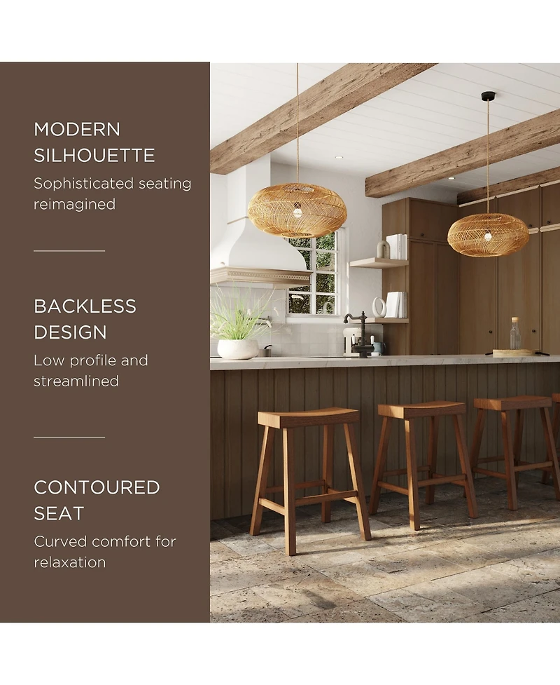 Maven Lane Vincent Wooden Rustic Aesthetic Kitchen Counter Stool, Set of 2