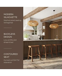 Maven Lane Vincent Wooden Rustic Aesthetic Kitchen Counter Stool, Set of 2