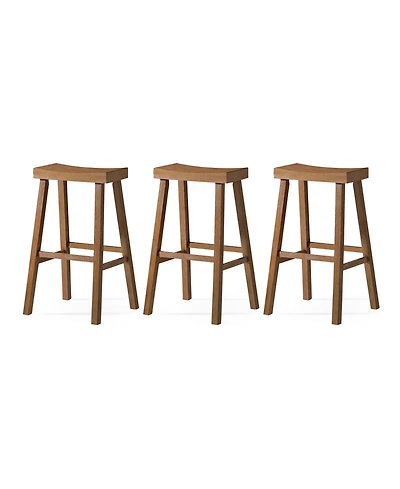 Maven Lane Vincent Wooden Rustic Aesthetic Kitchen Bar Stool, Set of 3