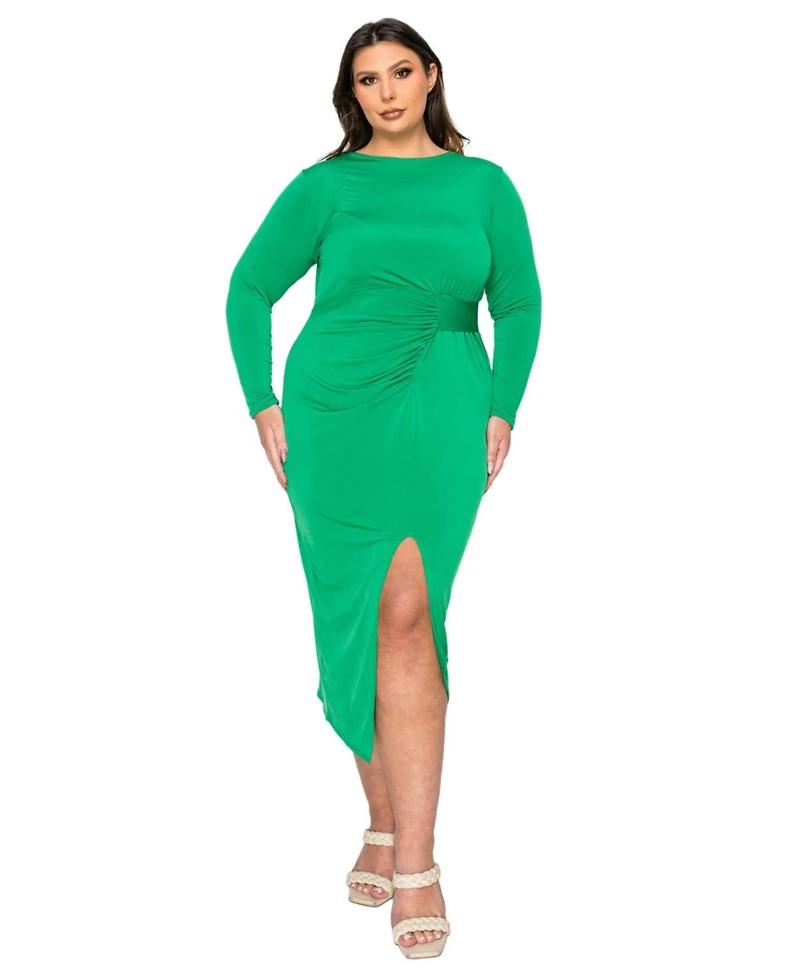 L I V D Plus Estelle Ruched Bodycon Midi Dress