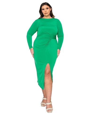 L I V D Plus Estelle Ruched Bodycon Midi Dress