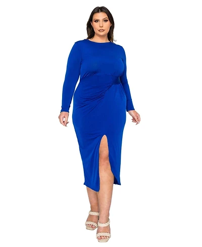 L I V D Plus Estelle Ruched Bodycon Midi Dress