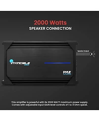 Pyle Mono-Block Mosfet Amplifier, 2000 Watt Max, Invincible Series