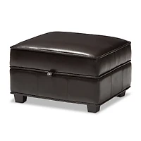 Baxton Studio Agustus Brown Leather Storage Ottoman