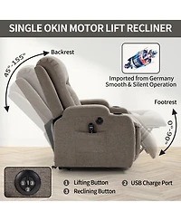 Power Lift Recliner Chair for Elderly Heavy Duty Motion Mechanism with 8-Point Vibration Massage and Lumbar Heating Usb Charging Port