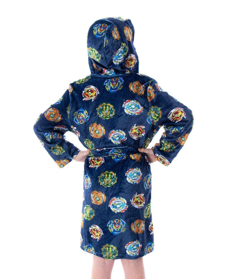 Beyblade Boys Burst Spinner Tops Graphic Fleece Hooded Robe Bathrobe