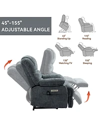 Boyel Living 23" Seat Width and High Back Large Chenille Power Lift Recliner Chair with 8-Point Vibration Massage Lumbar Heating
