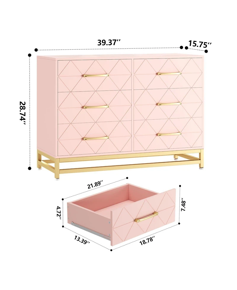 6 Drawers Dresser for Bedroom