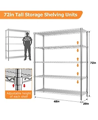 Lovmor 5-Tier Adjustable Storage Shelves Heavy Duty for Kitchen, Pantry, Warehouse, Basement
